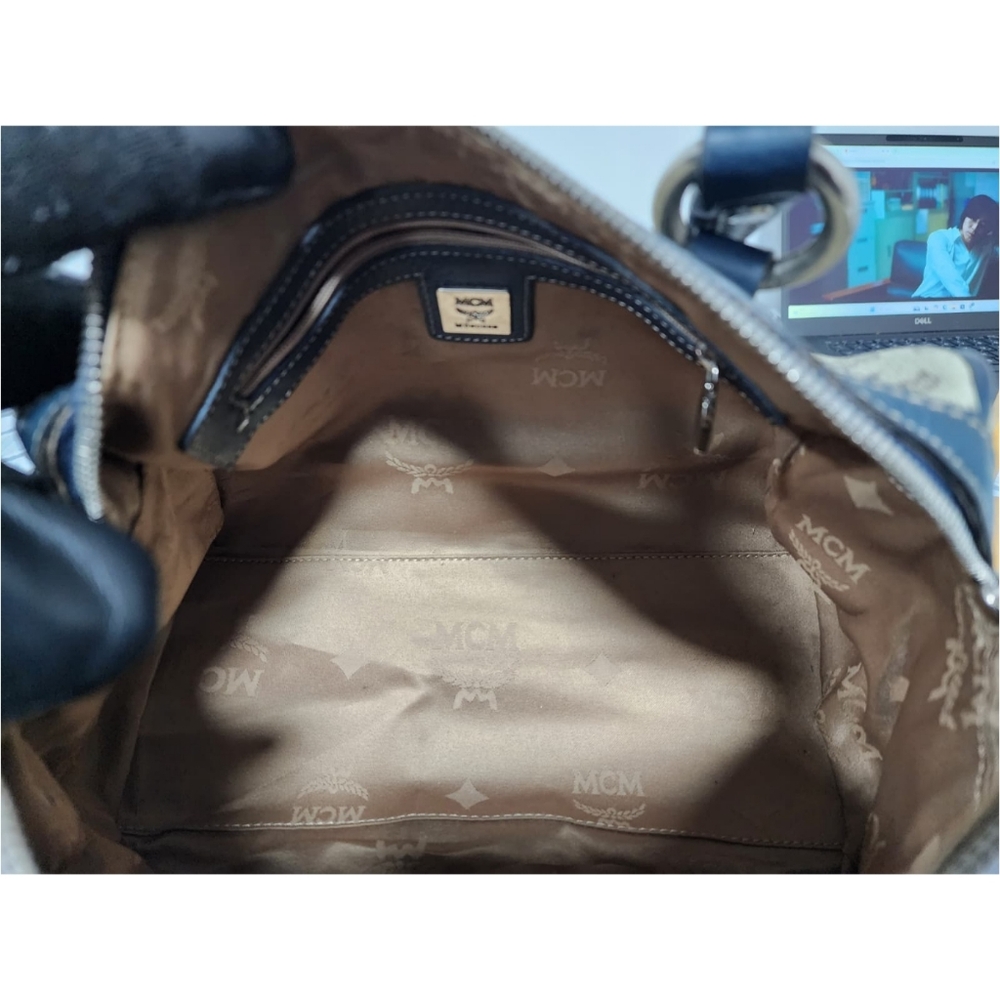 MCM PVC Leather Pocket Shoulder Bag Black/Gray - Picture 14 of 14